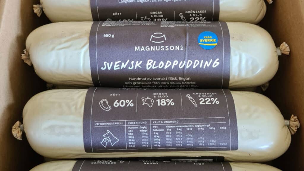 Magnussons speciella blodpudding avsedd för hundar